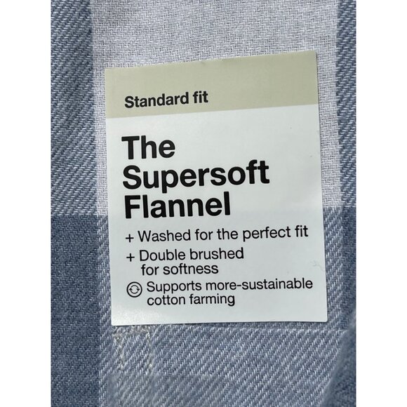 Sonoma Mens Supersoft Flannel Shirt Blue/White Plaid XXL 100% Cotton Long Sleeve - Picture 7 of 7